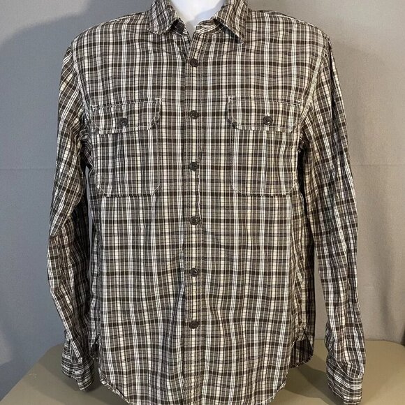 Eddie Bauer Men's Classic Button Down Shirt Sz LT West Coast Brown Plaid Cotton - Picture 2 of 5